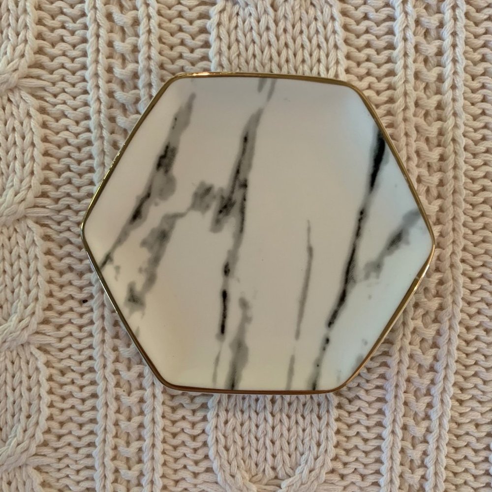 Faux Marble Ceramic Hexagon Jewelry Dish